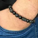 Bransoletka męska turmalin lawa wulkaniczna talizman amulet ochrona siła